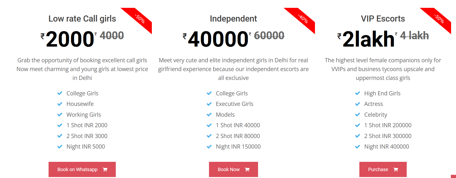 delhi escorts rate list